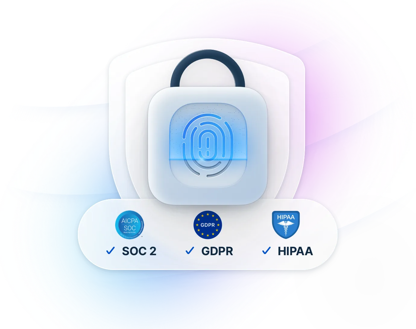 Data privacy and security illustration showing a lock with fingerprint